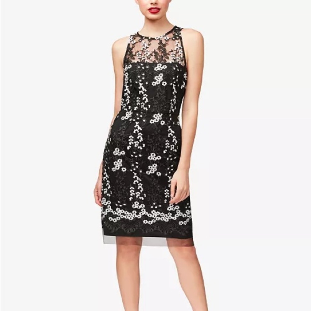 Betsey Johnson Black Floral Embroidered Whimsical Lace Sheath Dress